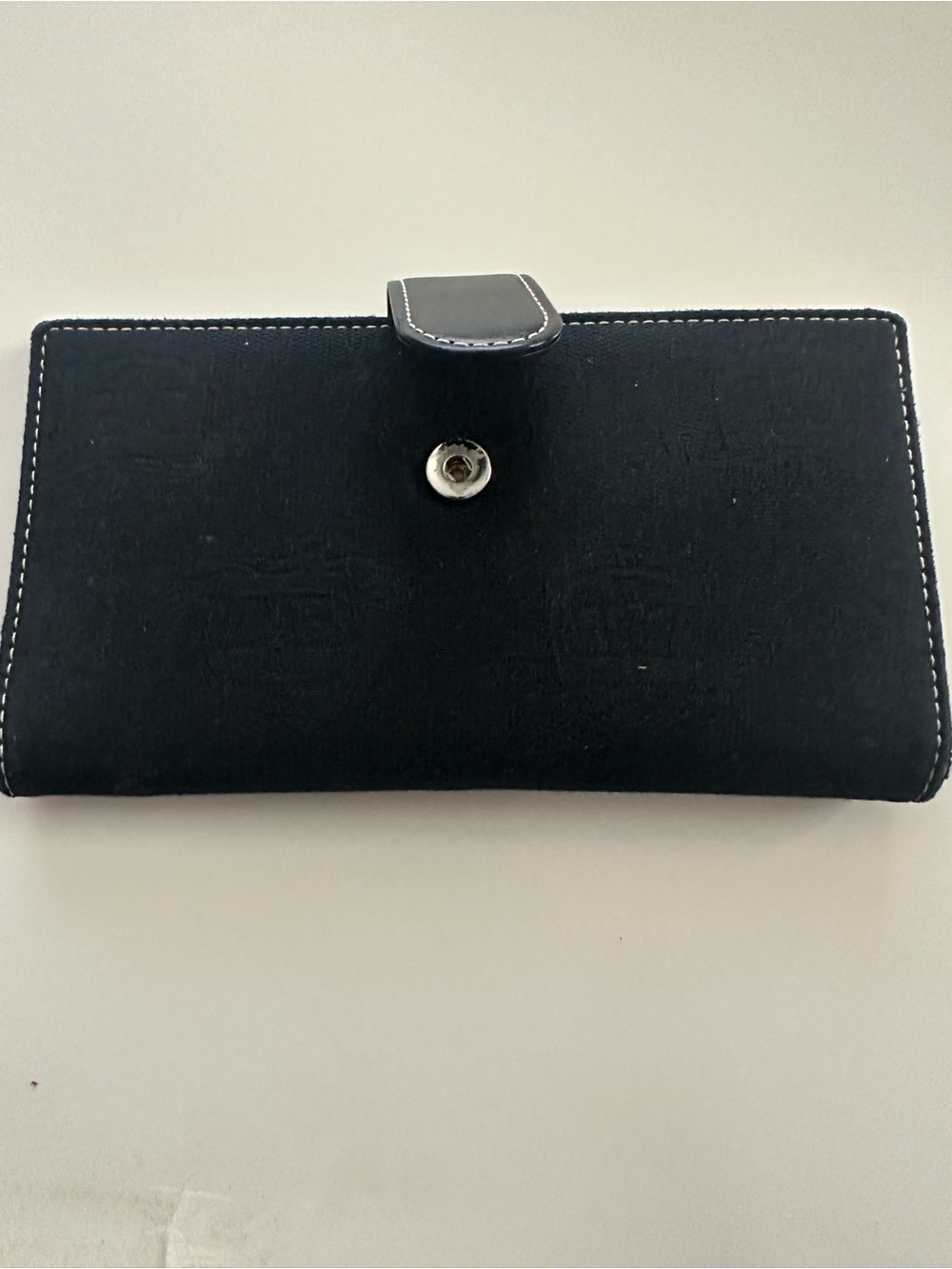 Dooney & Bourke Black Wallet with White Stitching